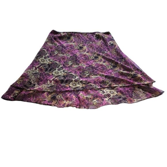 Briggs New York Skirt Midi purple/brown floral lined XL - Picture 2 of 7